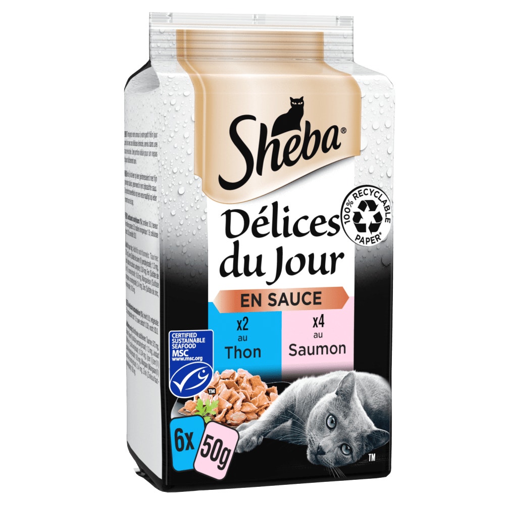 Poissons Au Saumon Et Au Thon En Sauce 6 x 50g - Délices Du Jour - 1