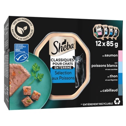 Sélection aux Poissons En Terrine 12 x 85g - Classiques Pour Chats